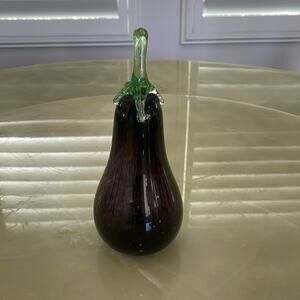Handmade Blown Glass Egg -plant Shape  Purple